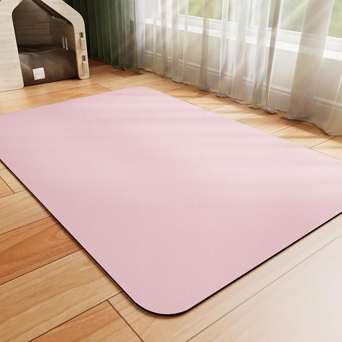 HotLive Dog Food Mat - Absorbent Cat Mat for Food and Water, No Stains Pet Feeding Bowl Mat, Easy to Clean Pet Placemats, Quick Dry Dog Water Dispenser Mat for Messy Drinkers | Pink 16"x 24"