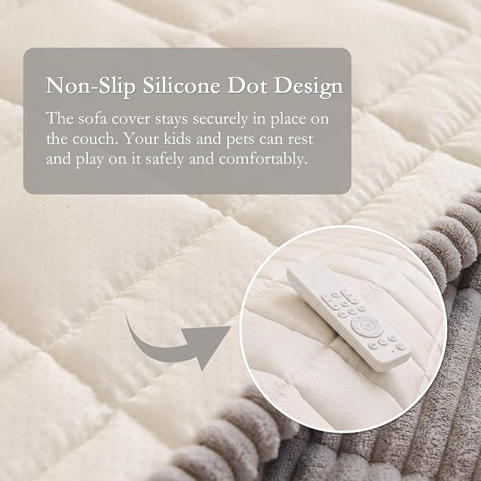 MEETSKY Couch Cover for 3 Cushion Couch Sofa, Grey Sofa Covers for Dogs Washable, Non-Slip Sofa Protector Pet Friendly Dog Mats for Couches Soft Furniture Covers, 27.6" x 82.7", Light Grey