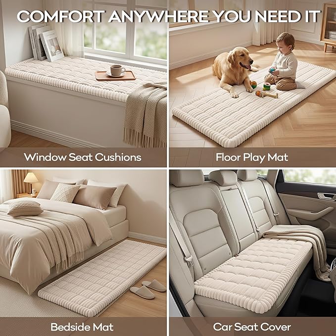 decorUhome Non-Slip Fuzzy Couch Cover for Dogs, Soft Thick Washable Pet-Friendly Protector, Sofa Slipcover for 2 Cushion Sofa/Loveseat, White, 27.6" x 59"