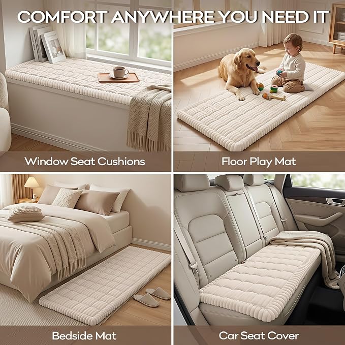 decorUhome Couch Cover for Dogs, Non-Slip Fuzzy Loveseat Protector for Seat & Backrest, Soft Washable Pet-Friendly Sofa Protector, White, 27.6" x 47"