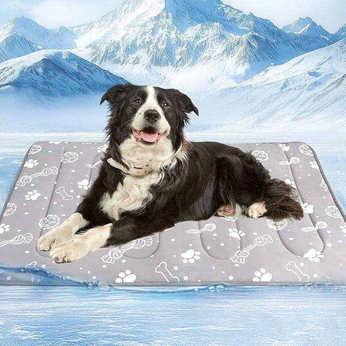 MH MYLUNE HOME Upgrade Cooling Mat for Pets, 44”x32” Cool-Chill Fiber Reinforced Padding, Heat-Absorbing Color-Changing Pet Pad, Foldable/Washable Summer Bed