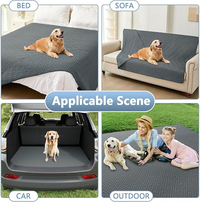hyha Waterproof Dog Blanket, Soft Dog Bed Cover Pet Blankets, Waterproof Sofa Couch Cover for Dogs Washable, Reversible Pet Couch Covers for Sofa Furniture (82x102 Inch, Dark Grey/Dark Grey)