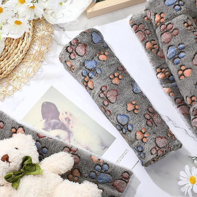 Tuanse 4 Pack Ultra Soft Dog Cat Bed Mat Small Animal Guinea Pig Bed with Cute Print Reversible Fleece Dog Crate Kennel Pad Cozy Washable Thickened Hamster Pet Beds Mat(13 x 10 Inches,Gray)