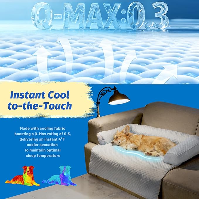 WATANIYA PET Cooling Dog Bed, Washable Cooling Mat for Dogs with Removable Cover, Self Cooling Couch Cover for Dog, Non-Slip Dog Couch Bed, 35x31 Inch, Blue