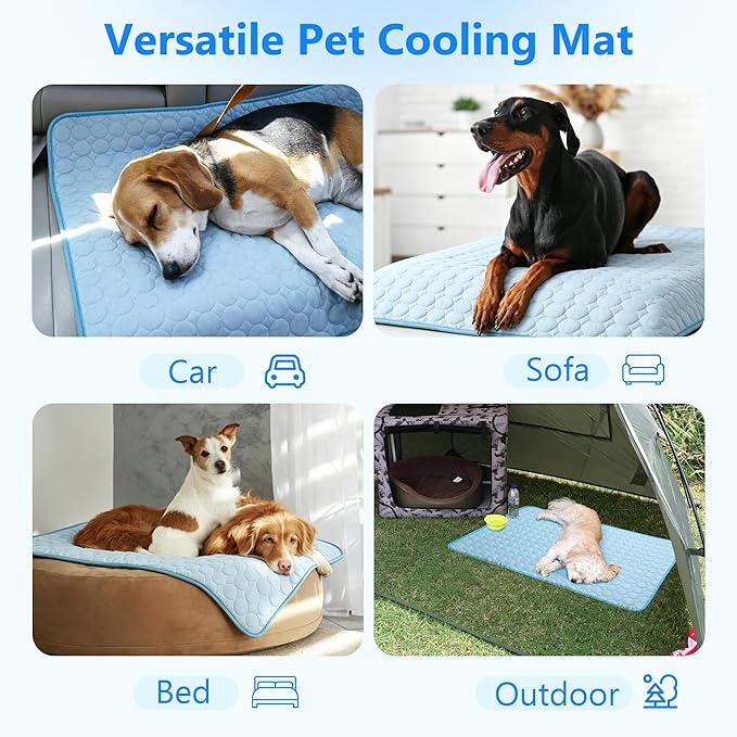 MCEAST 2 Pcs Dog Cooling Mat 39" x 27.5" Self Cooling Pad for Dogs & Cats Non-slip Cool-Chill Mats Summer Pet Blanket with Storage Bag Washable & Portable Cool Pet Pad for Floor Sofa Car Travel, Large