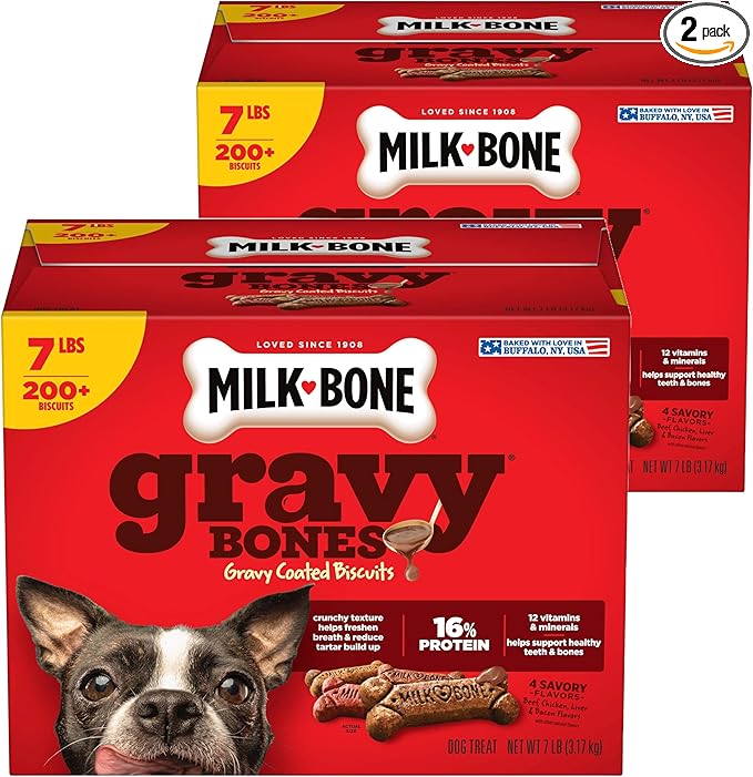 Milk-Bone GravyBones Dog Biscuits, Small Dog Treats, 7 lb. (Pack of 2)