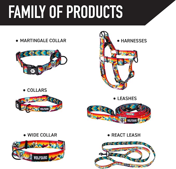 Wolfgang Heavy Duty, Adjustable Dog Collar with Quick Release Nylon Buckle for Walking & Training, MountainVibes Print, Small