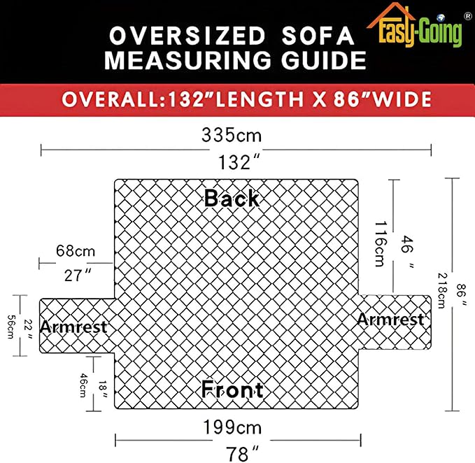 Easy-Going Reversible Oversized Couch Cover for 3 Cushion Couch Sofa Cover for Dogs Water Resistant Furniture Protector Cover with Foam Sticks for Pet (Oversized Sofa, Gray/Ivory)