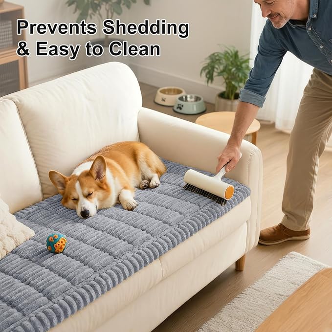 Smiry Couch Cover for Dogs, Non Slip Washable Sofa Protector for Pets, Soft Furniture Cover for Pet, Stylish Sofa Covers, Cozy Protect Against Fur, Dirt & Everyday Messes (Grey, 35.4" x 70.9")