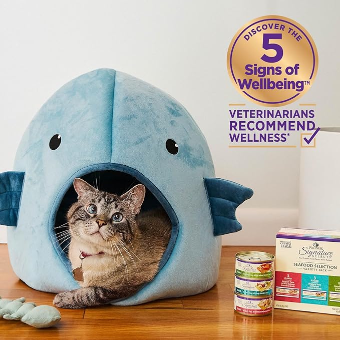 Wellness CORE Signature Selects Shredded Adult Canned Wet Cat Food, Natural, Protein Rich, Grain Free, Skipjack Tuna and Shrimp Entrée Recipe, 2.8 oz, Pack of 12 Cans