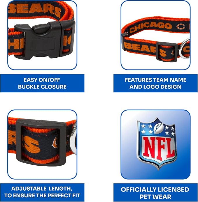 Pets First NFL Chicago Bears Pet Collar, Medium, CHI-3036-MD