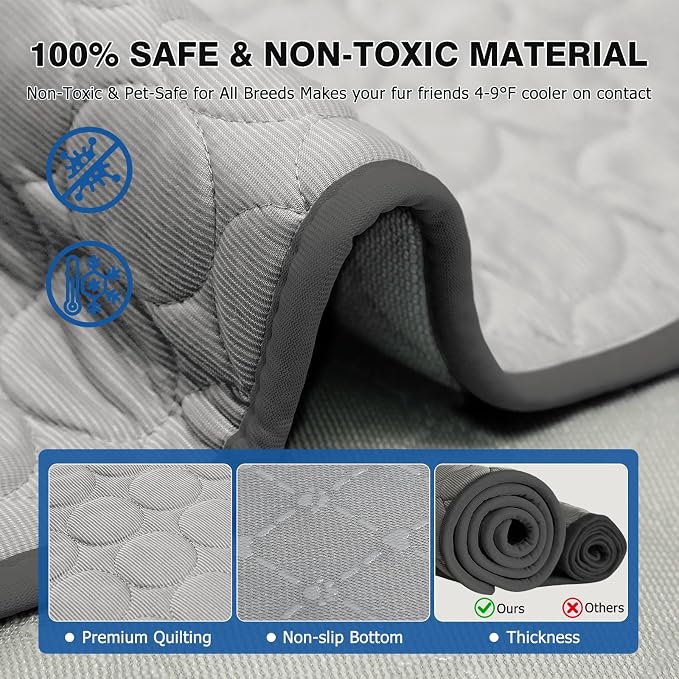 Dog Cooling Mat, Breathable Cooling Mat for Dogs(Q-Max>0.4) Washable Cold Crate Pad Cooling Dog Bed Mats, Non-Slip Dog Cooling Pad, Cats Cooling Mat for Kennels, Crates, Cars, Indoor & Outdoor