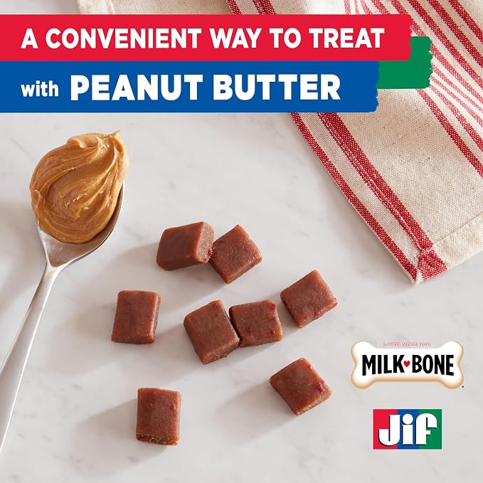 Milk-Bone Peanut Buttery Bites Soft Dog Treats with Jif Peanut Butter,11.8-Oz. Bag,(Pack of 2)