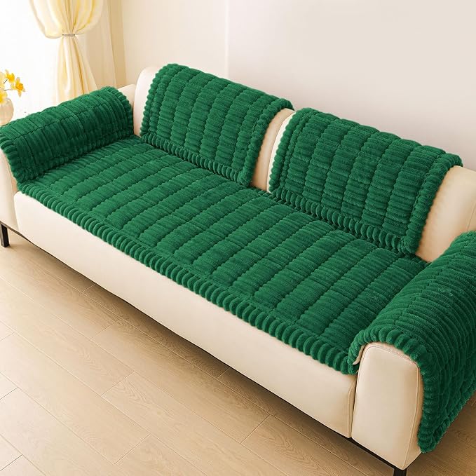 hyha Couch Cover for Dogs Washable, Non Slip Thick Flannel Sofa Protector, Pet Friendly Plush Furniture Cover for Sectional Sofa & Loveseat (Turquoise, 27.6" x 70.9")