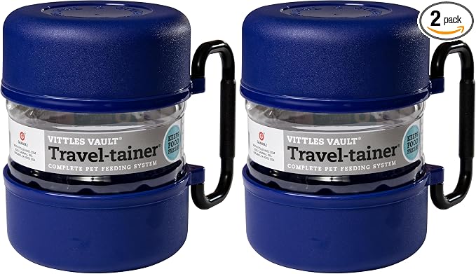 Gamma2 Vittles Vault Travel-Tainer (6 Cups) Portable Food Storage Container, Blue (Pack of 2)
