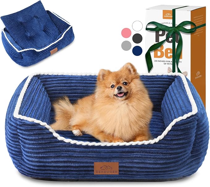 Zerbuger Orthopedic Dog Bed for Medium Dogs,Dog Sofa Beds Supportive Foam Pet Couch Bed with Removable Washable Mat and Nonskid Bottom (Medium, Blue)
