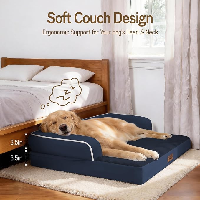 Comfort Expression Memory Foam Large Dog Bed Orthopedic -Washable Dog Beds Waterproof Pet Couch with Removable Cover, Non-Slip Pet Sofa Couch, 36 x 27