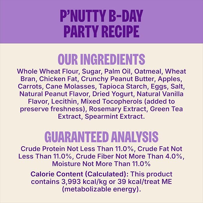 Wellness Old Mother Hubbard Milk Bar P'Nutty B-Day Party Dog Biscuits, Natural Treats, Peanut Butter Flavor with Birthday Icing, 10 oz Bag