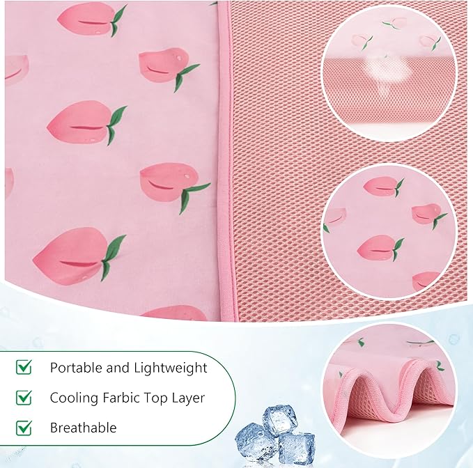 DELIFUR Cat Cooling Mat- Pet Cooling Mat Outdoor for Dogs Self Cooling Pad for Kitten Cat Puppy Machine Washable (Small, Pink Peach)