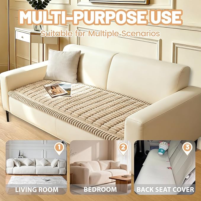 Couch Cover for Dogs Washable,Non Slip Fuzzy Durable Couch Covers for 3 Cushion Sofa Pet Friendly Sofa Cover Dog Thick Soft Slipcovers Protector Couches Mat Bed (Brown, 27.6" x 70.9"/70 x 180cm)
