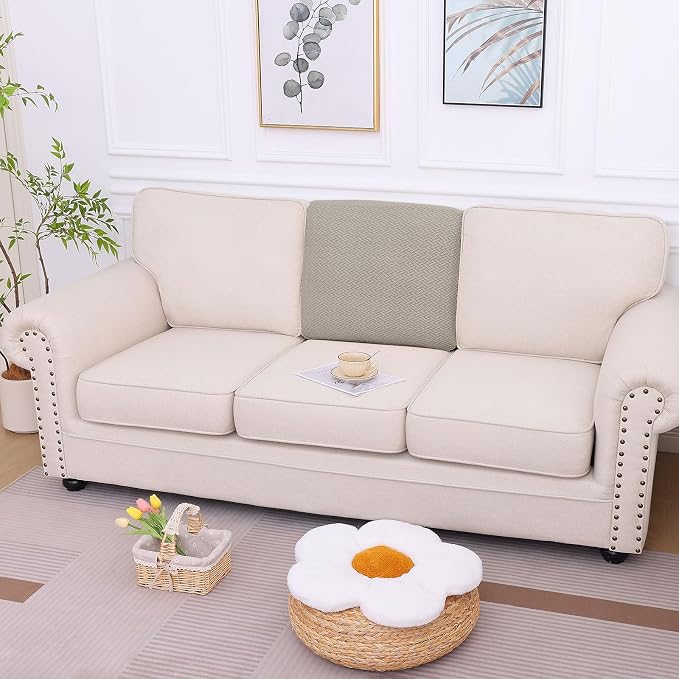 hyha Waterproof Couch Cushion Covers, Wear Resistant Couch Cover, Anti Slip Sofa Slipcovers Washable, Soft Thick Jacquard Furniture Protector for Pets Dog (1 Piece for Backrest L, Taupe)