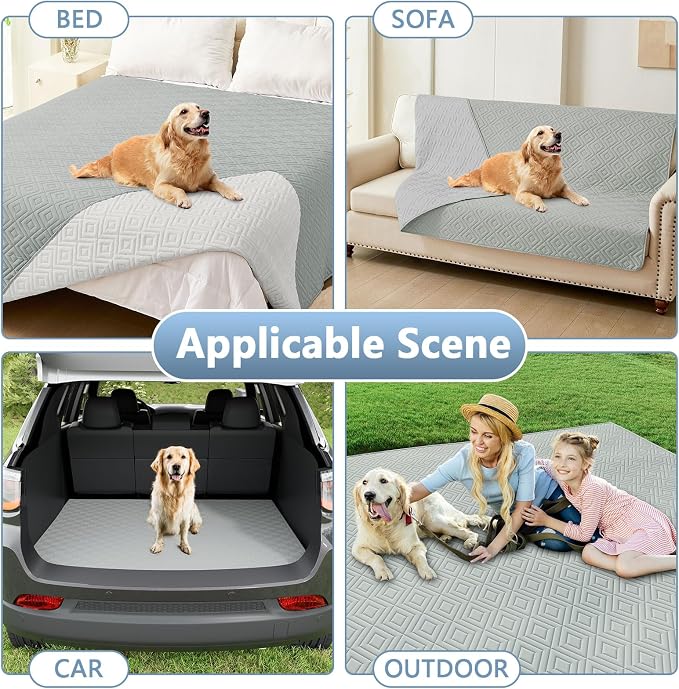 hyha Waterproof Dog Blanket, Soft Pet Bed Blankets, Waterproof Sofa Couch Cover for Dogs Washable, Reversible Pet Couch Covers for Sofa Furniture (52x82 Inch, Grey/Light Grey)