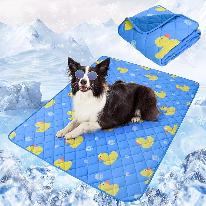 SCENEREAL Dog Cooling Mat for Small Meduim Breeds Dogs, 28"x40" Reversible Self- Cooling Mat for Summer Heat, Ice Cool Soft Pet Throw Blanket Use in Couch, Car, Seat, Bed- Machine Washable