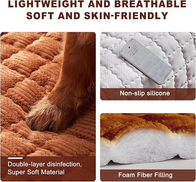 Couch Cover for Dogs Washable,Anti-Slip Back Cat Mat Pet Pad Blanket for Furniture Protector,Fuzzy Pet Sofa Cover for 3 Cushion Couch Sofa Pets Friendly (Curry, 1pc/36"x68"/Seat Cover)