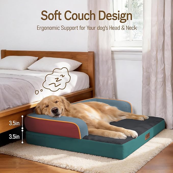 Comfort Expression Memory Foam Dog Bed Large Sized Dogs - XL Waterproof Orthopedic Pet Bed for Big Dog with Washable Removable Cover Non-Slip Pet Sofa Couch, 42 x 30