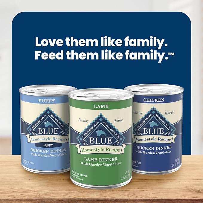 Blue Buffalo Homestyle Recipe Lamb Dinner with Garden Vegetables Natural Wet Dog Food for Adult Dogs, Paté with Natural Ingredients, Vitamins & Minerals, 12.5-oz. Can (3 Count)