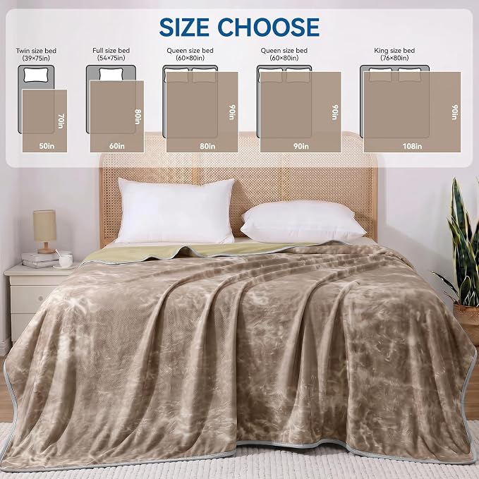 Guohaoi Cooling Throw Blanket for Hot Sleepers, Queen Size 90''×90'' Lightweight Breathable Summer Bed Blanket for Couch, Arc-Chill Q-Max >0.5 Cool Fiber,Lightweight Tie Dye Blanket Beige