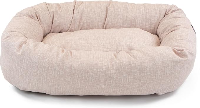 Majestic Pet 40 Inch Bagel Calming Dog Bed Washable – Cozy Soft Round Dog Bed with Spine Support for Dogs to Rest Their Head - Fluffy Donut Puppy Mat 40x29x9 (Inch) Large – Pink