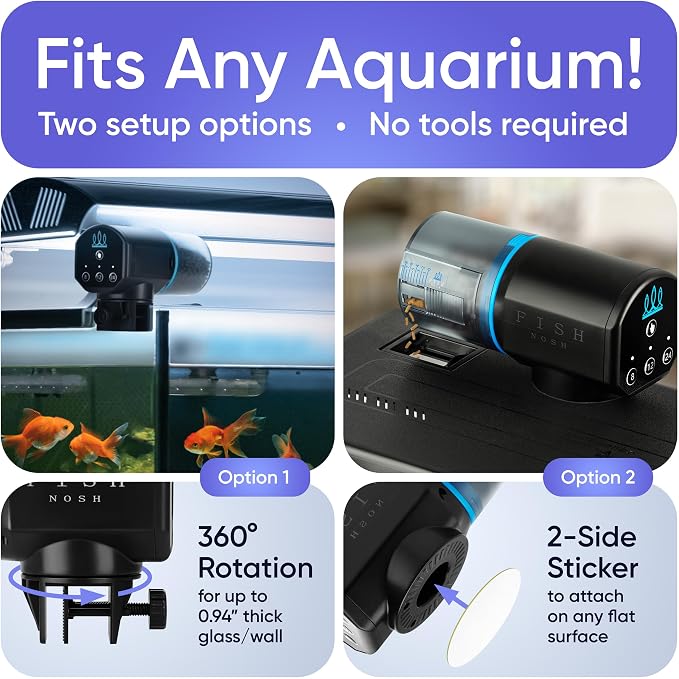 FISHNOSH Automatic Fish Feeder for Aquarium - New Generation 2026, Auto Food Dispenser with Timer for Small Tank, Big Aquariums & Pond, Model-ML