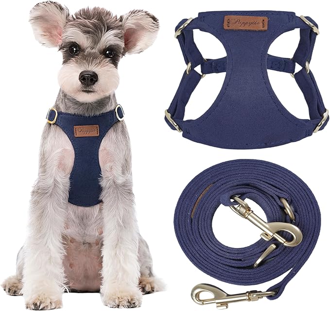 Puppytie Dog Harness with Multifunction Dog Leash,Soft Adjustable No Choke Escape Proof Pet Harness Vest for Medium Dogs or Large Dogs,Navy,M