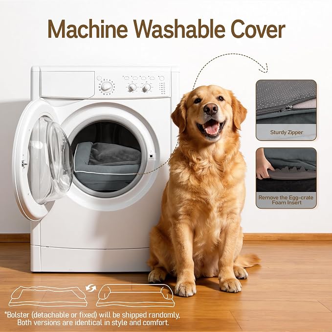 Comfort Expression Memory Foam Large Dog Bed - Waterproof Orthopedic Dog Beds with Washable Removable Cover Pet Sofa Couch, 36 x 27