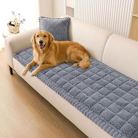 Smiry Couch Cover for Dogs, Non Slip Fuzzy Pet Sofa Covers Washable for 2-3 Cushion Couch, Soft Thick Furniture Protector for Cats Dogs, Against Fur, Dirt, Scratch Resistant (Grey, 35.4"x63")