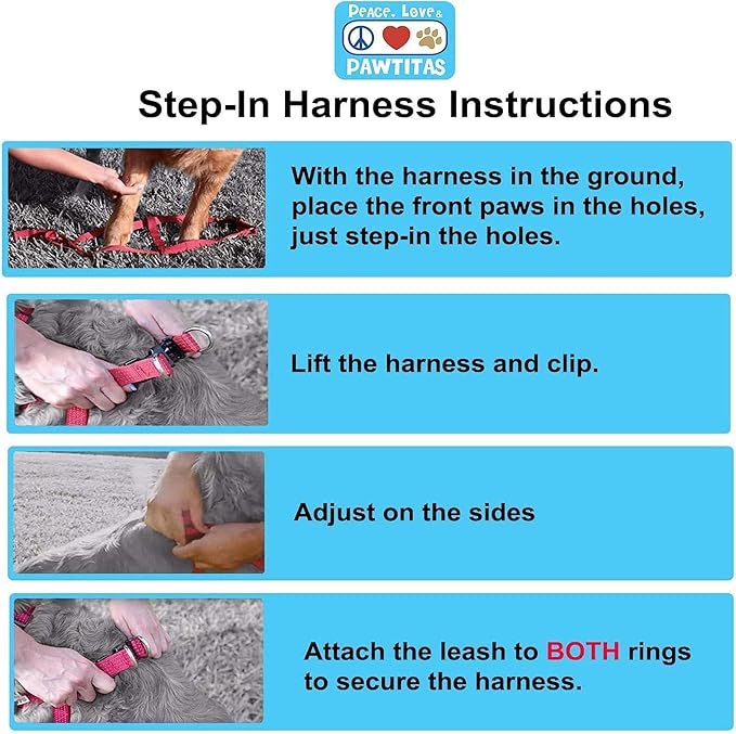 Pawtitas Recycled Reflective Step-in Dog Harness – Adjustable No-Pull Vest for Puppies to Seniors, Safe & Comfortable XS Purple