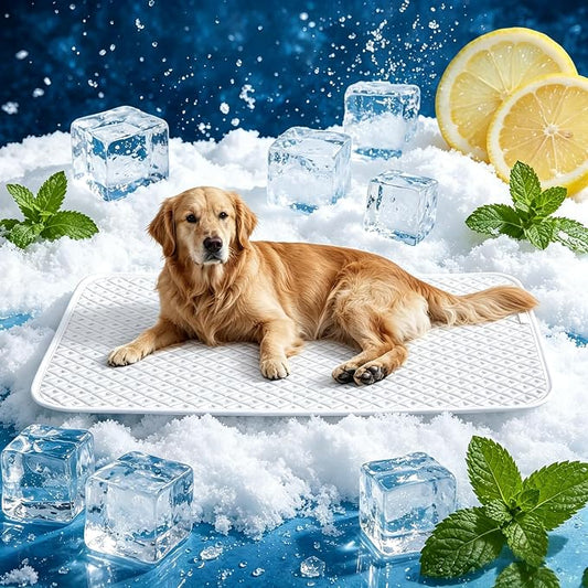 Dog Cooling Mat Q-Max>0.5 Self Cooling Crate Pad for Bed, Floor, Car Travel Indoor Outdoor Summer Use Breathable Portable Washable Pet Cooling Mat with Arc-Chill Fabric Light Gray 42" x 28"