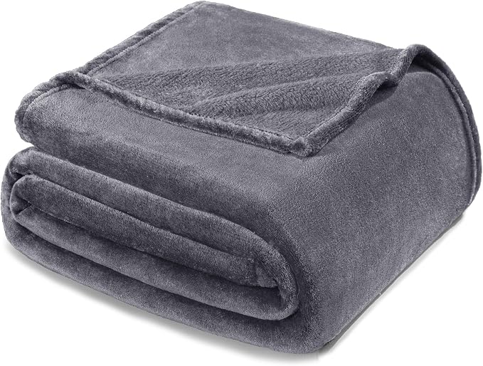Exclusivo Mezcla Fleece Dark Grey Throw Blanket for Couch, Sofa, Super Soft and Warm Blankets, All Season, Cozy, Plush, Lightweight, 50x60 Inches