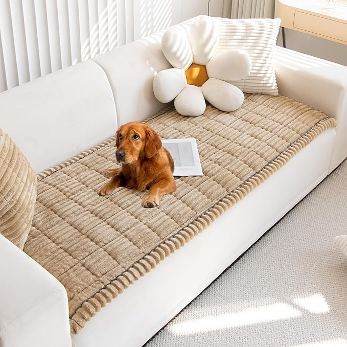 Mivnue Pet Couch Cover, Couch Covers for Dogs, Washable Dog Sofa Covers Couch Protector, Fuzzy Non Slip Couch Slipcover Pet Friendly (Brown, 27.6" x 59.1")