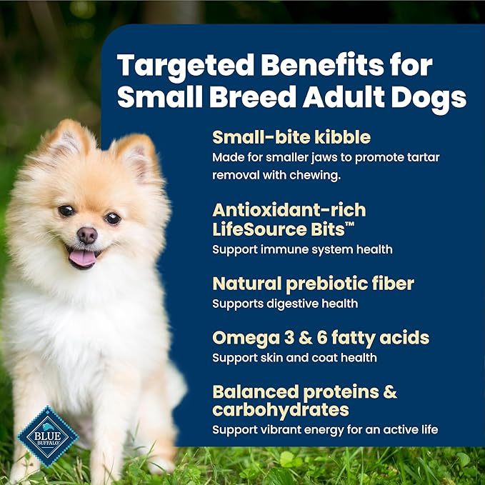Blue Buffalo Life Protection Formula Chicken & Brown Rice Small Bite Adult Dry Dog Food, Supports Immunity with Antioxidant-Rich LifeSource Bits, Promotes Healthy Muscles, Skin & Coat Health, 15 lbs.