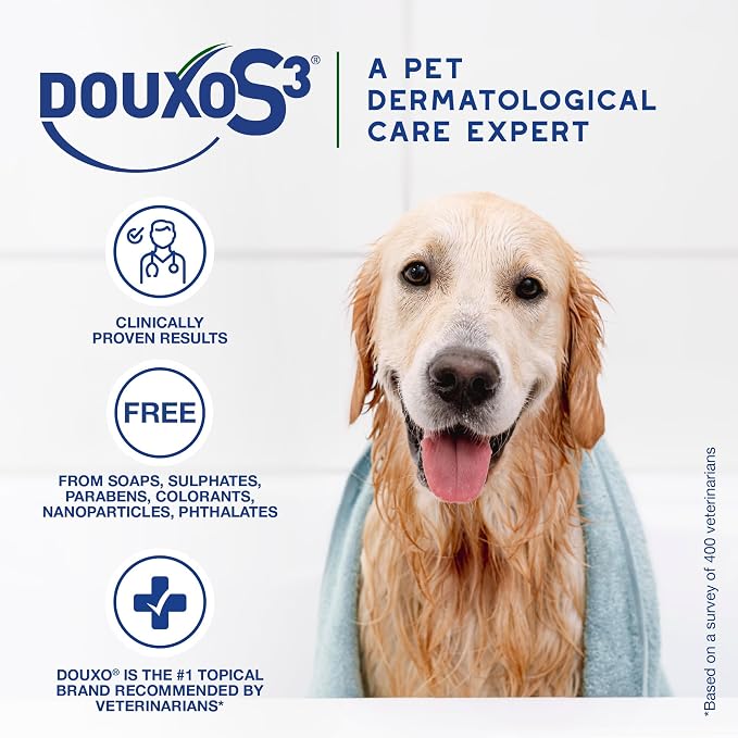 Douxo S3 SEB Dog Seboregulating Shampoo, Seborrhea Treatment for Dogs & Cats, Helps Control Dandruff, Unpleasant Odors & Oily/Flaky Skin, 0.5% Ophytrium, 16.9 fl oz