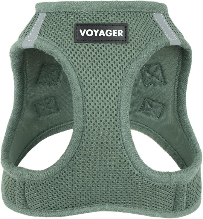 Best Pet Supplies - All Weather Mesh/Plush, Reflective, No Pull Harness for Small, Medium Dogs, Cats - Secure with Hook & Loop Fastener, Buckle, Double D-Rings - Moss Green, S