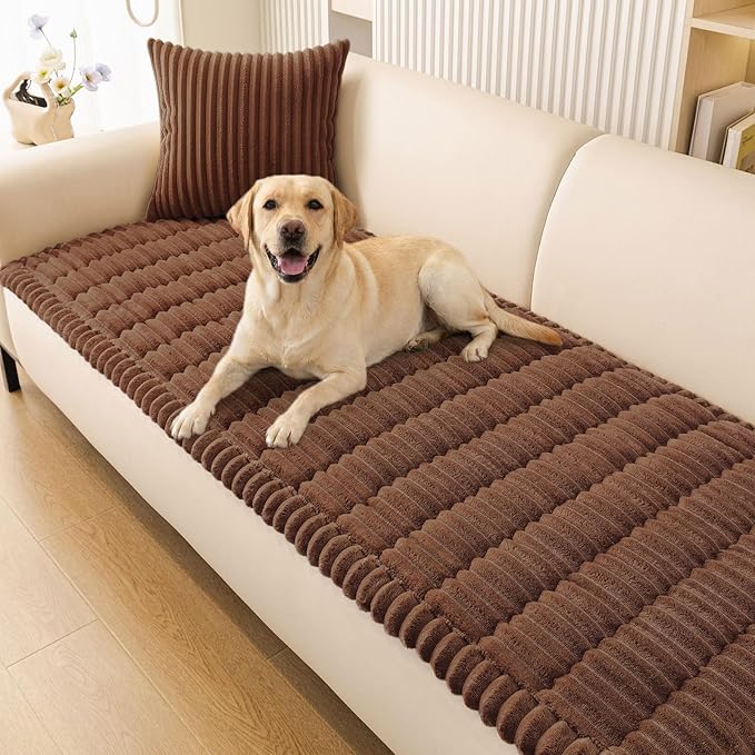 Smiry Couch Cover for Dogs, Non Slip Washable Sofa Protector for Pets, Soft Furniture Cover for Pet, Stylish Sofa Covers, Cozy Protect Against Fur, Dirt & Everyday Messes (Brown, 27.6" x 59")