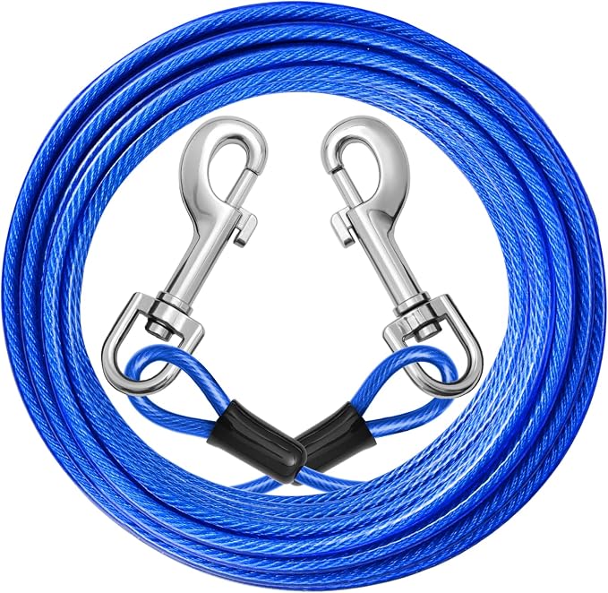 jenico Dog Tie Out Cable: 20ft Dog Leads for Yard Heavy Duty - Reflective Chain Leash for Outside Small Large Dogs Up to 125lbs Outdoor Runner Camping