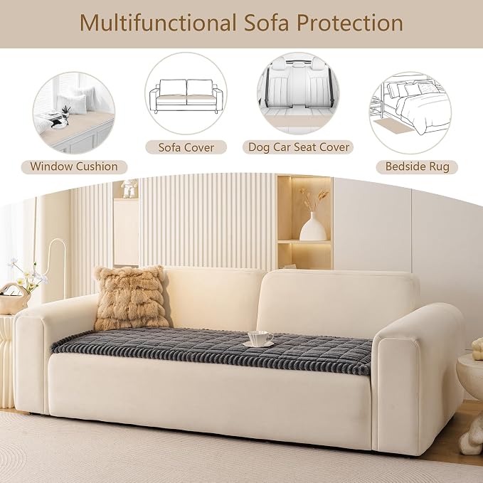 MEETSKY Couch Covers for 3 Cushion Sofa Pet Friendly, Non Slip Couch Cover for Dogs Washable, Soft Sofa Covers Couch Protector Covers, Dog Mat for Couches, Dark Grey, 27.6" x 82.7"