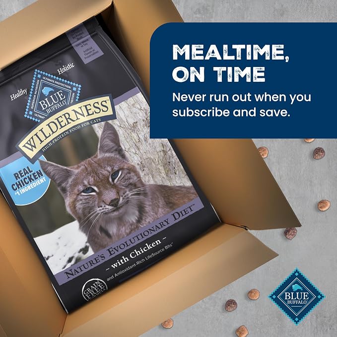 Blue Buffalo Wilderness with Chicken Natural High-Protein Grain-Free Dry Food for Adult Cats 7+, Real Chicken First, Antioxidant-Rich LifeSource Bits Support Immunity in Senior Cats, 5 lbs.