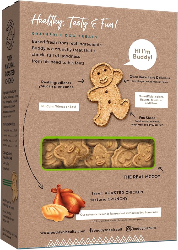 Buddy Biscuits Grain Free Crunchy Treats with Roasted Chicken - 14 oz.