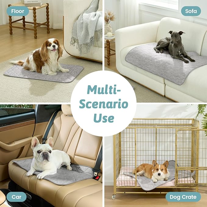 COZY KISS Dog Cooling Mat 32"x44" Q-Max>0.4, Waterproof Pet Cooling Pad, Leakproof & Non-Slip Dog Bed Cover, Washable Cooling Blanket for Medium Dogs, Crate, Sofa, Floor(Gray)