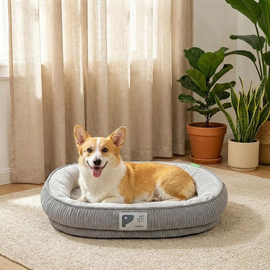 Washable Pet Cat Dog Bed Small Medium,Memory Foam Calming Pet Puppy Dog Crate Beds Cushion for Small Medium size Dogs Indoor Cats Crate,Pet Dog Cat Crate Mat with Detachable Bottom and Bolster Cushion